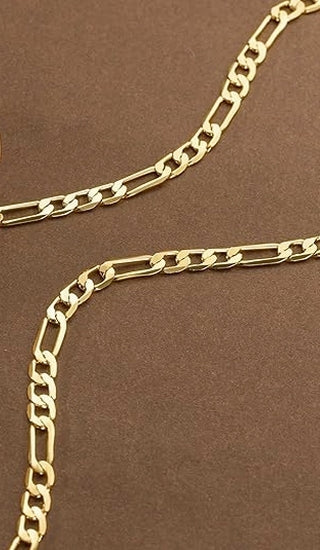 14K Gold Plated Figaro Link Chain 22 Inch Necklace 5MM Jewelry For Men and Women. Cadena de Oro Laminado Collar Para Hombre Mujer
