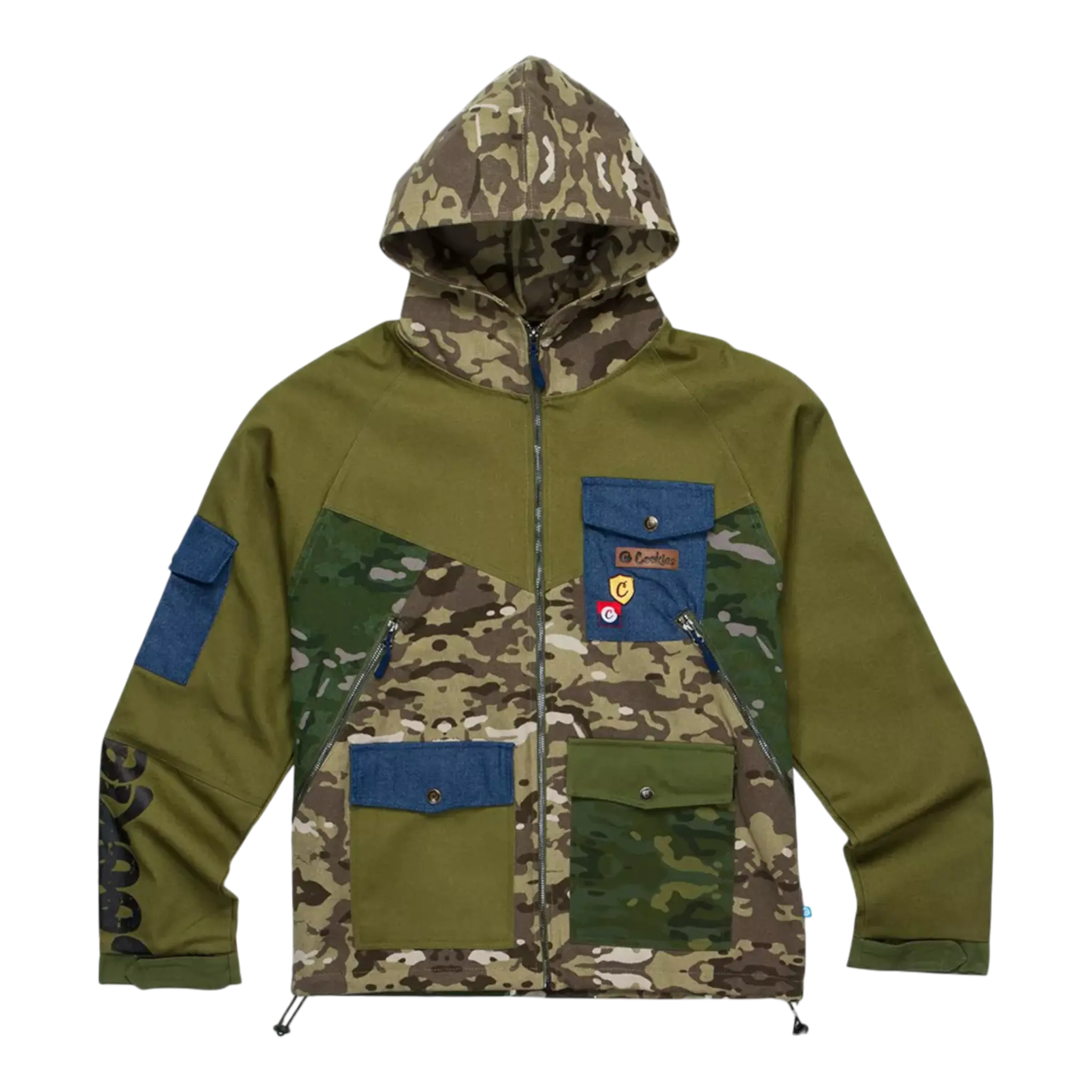 Cookies Backcountry Color-Blocked Hooded Olive Camo Jacket Men