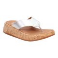FitFlop F-Mode Leather/Cork Flatform Toe Women’s Sandals – Silver