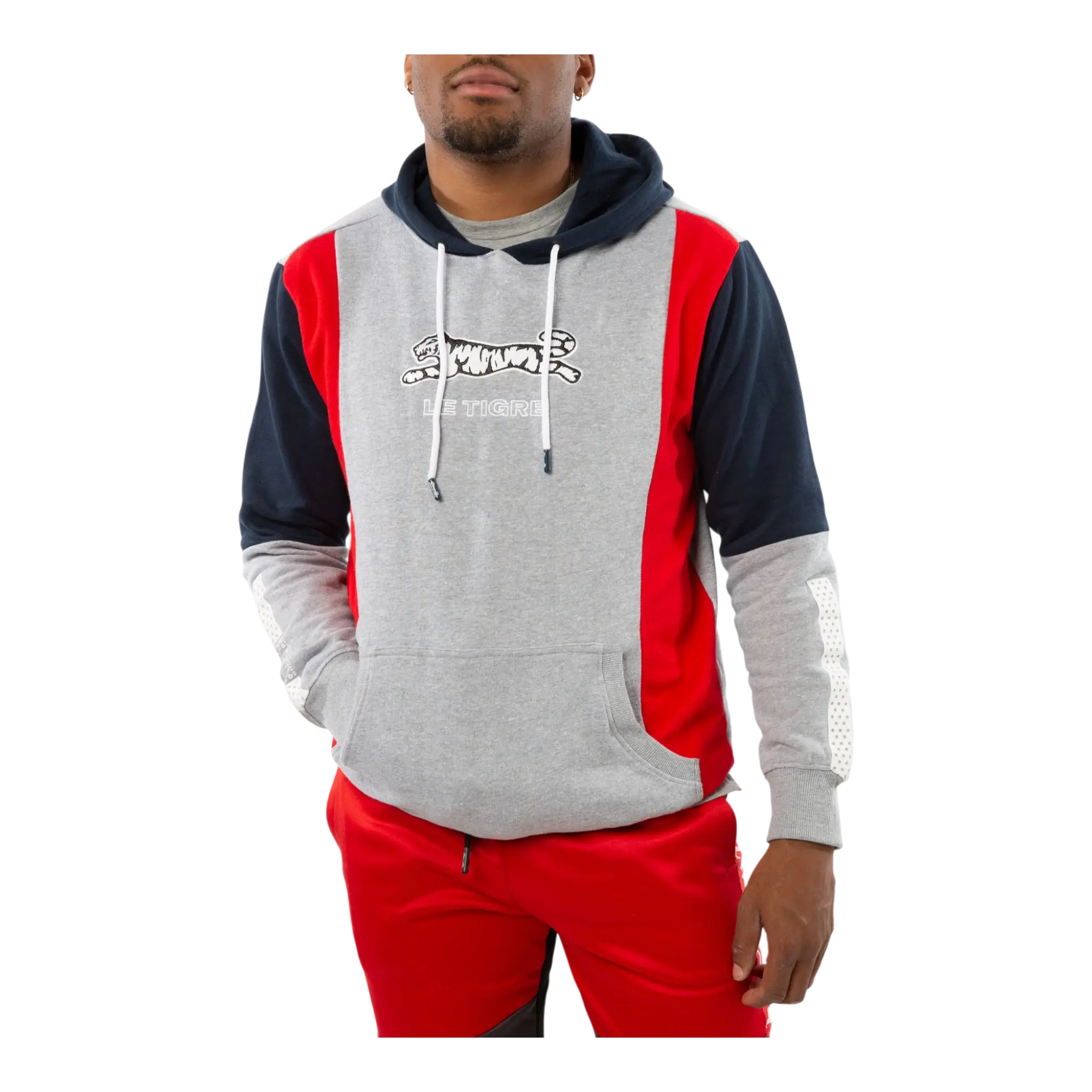 Le Tigre Lincoln Pullover Hoodie Men’s – Grey/Navy/Red