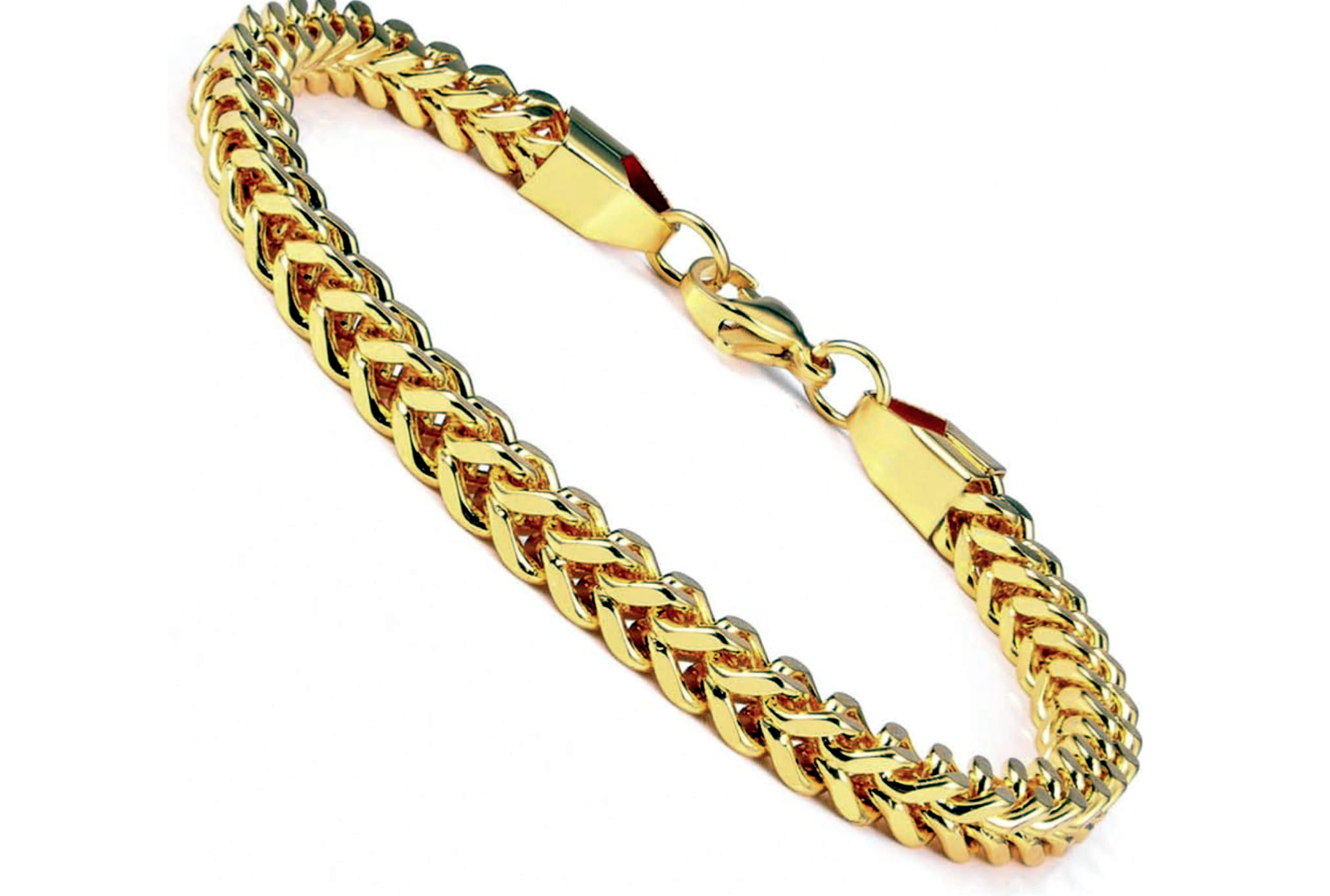 Franco Chain Stainless Steel Foxtail Bracelet 4mm 14k Gold Plated