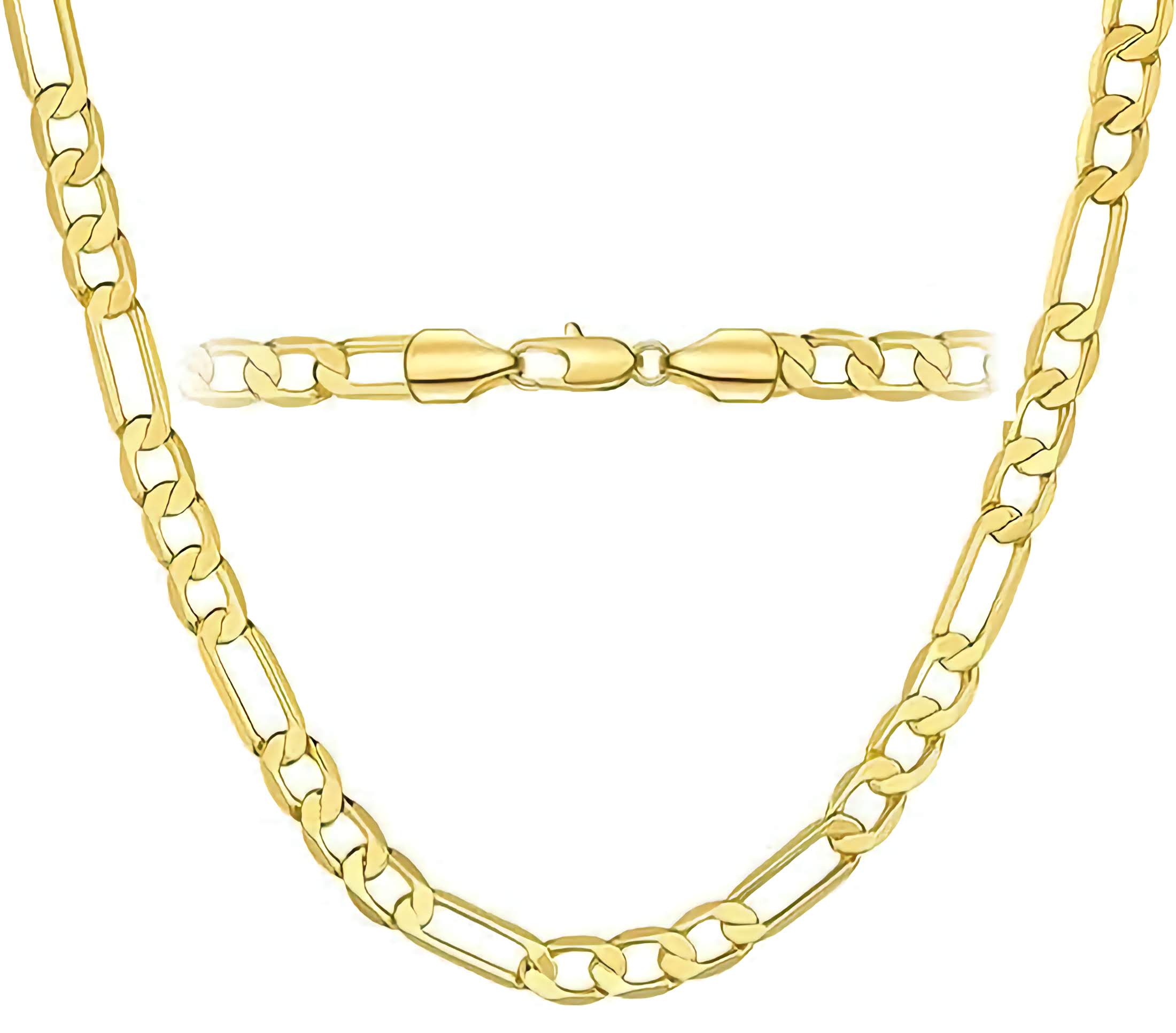 14K Gold Plated Figaro Link Chain 22 Inch Necklace 5MM Jewelry For Men and Women. Cadena de Oro Laminado Collar Para Hombre Mujer